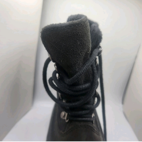 Sorel Fancy Lace II Black Suede Rubber Waterproof Mid Calf Boots size 9.5 Felt - Picture 3 of 9